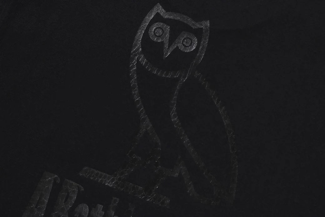 A BATHING APE X OVO STA CROCODILE PRINT TEE / BLACK