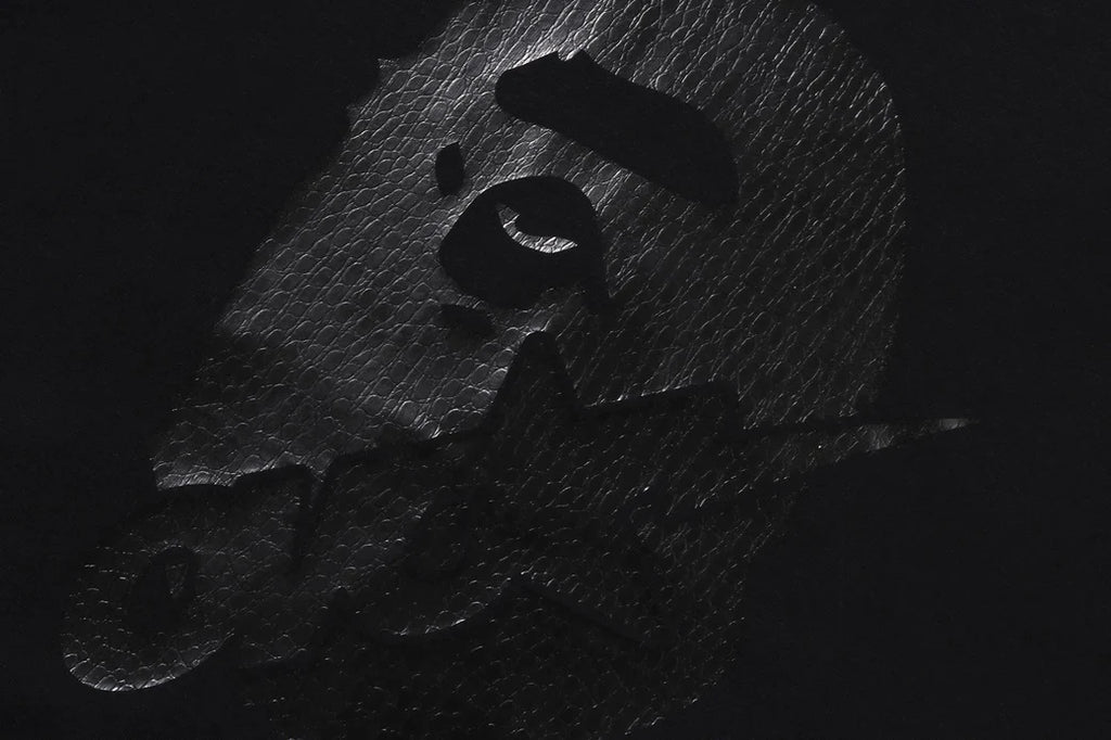 A BATHING APE X OVO STA CROCODILE PRINT TEE / BLACK