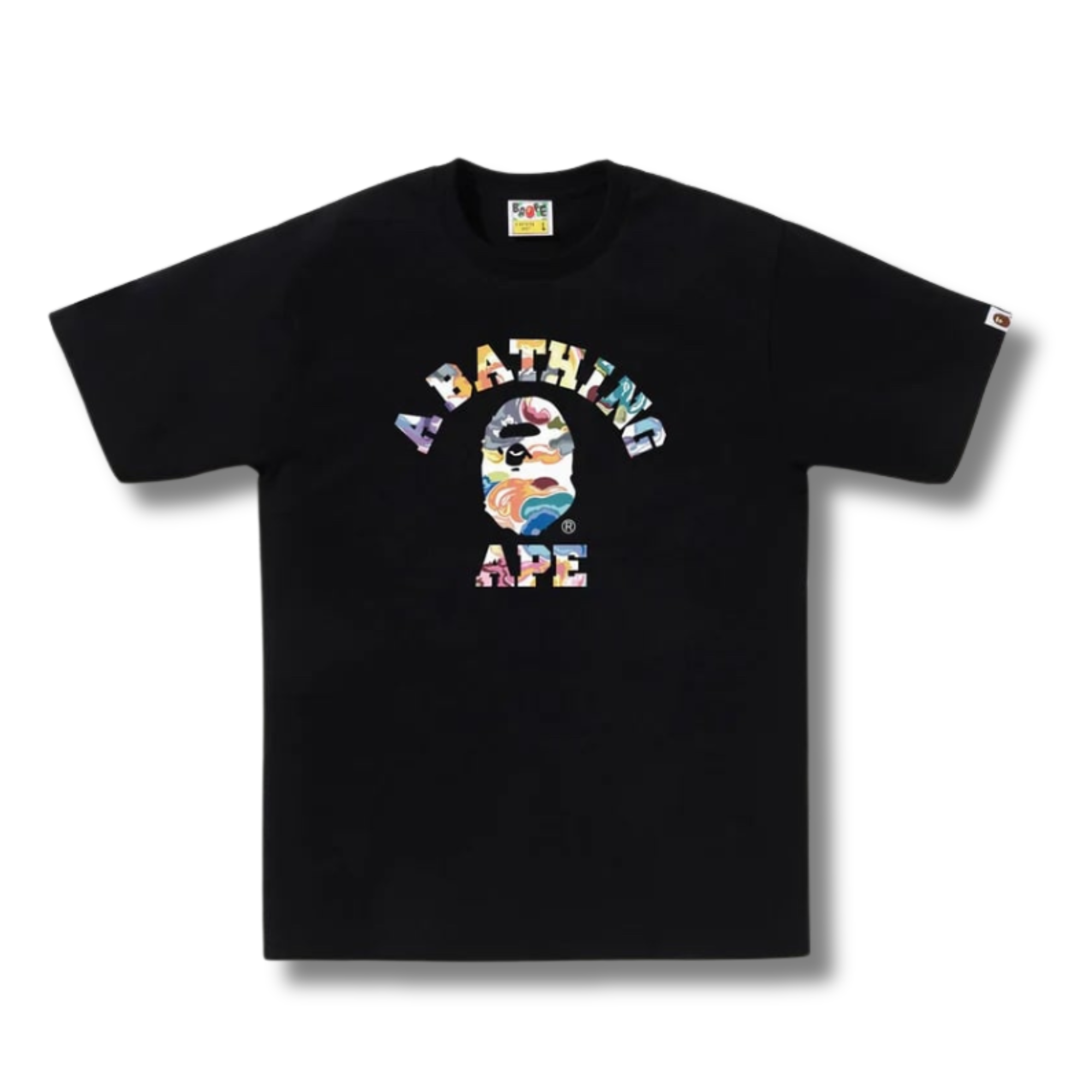 A BATHING APE ART CAMO COLLEGE TEE /  BLACK