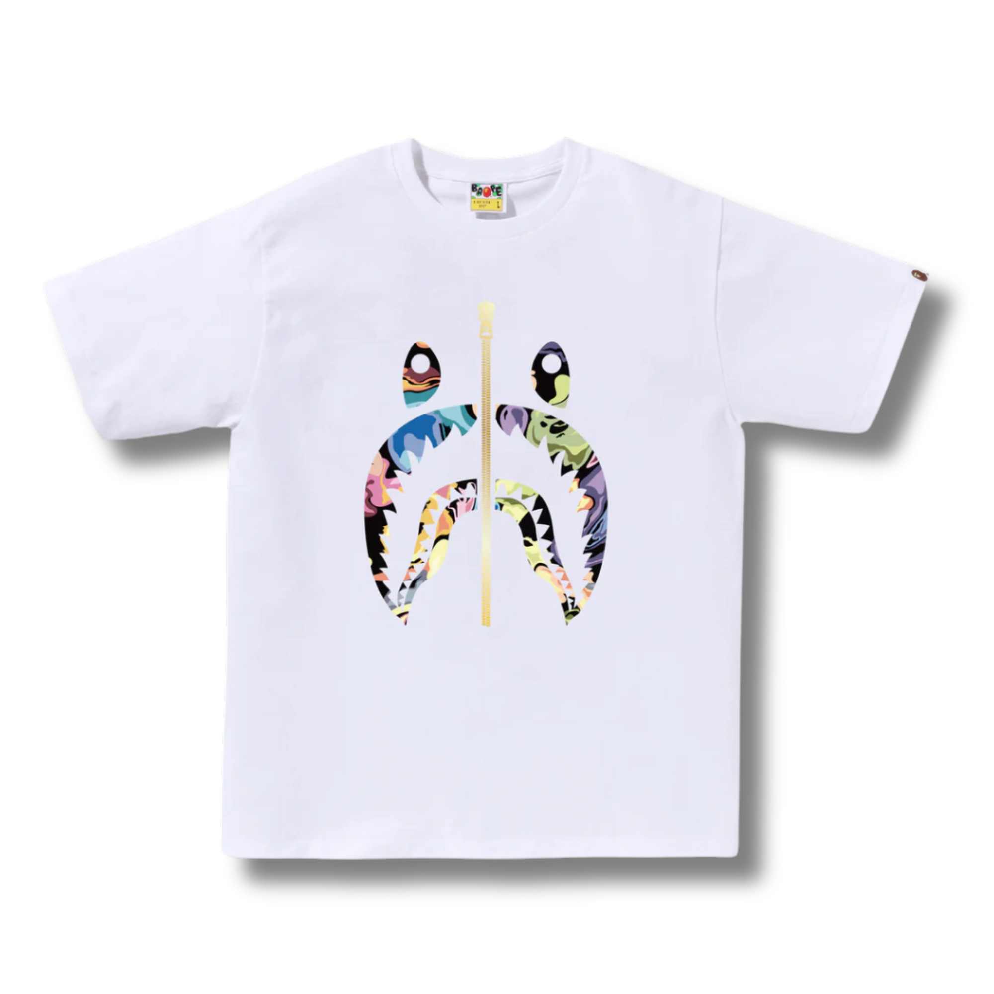 A BATHING APE ART CAMO SHARK TEE / WHITE