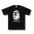 A BATHING APE ART CAMO APE HEAD TEE / BLACK