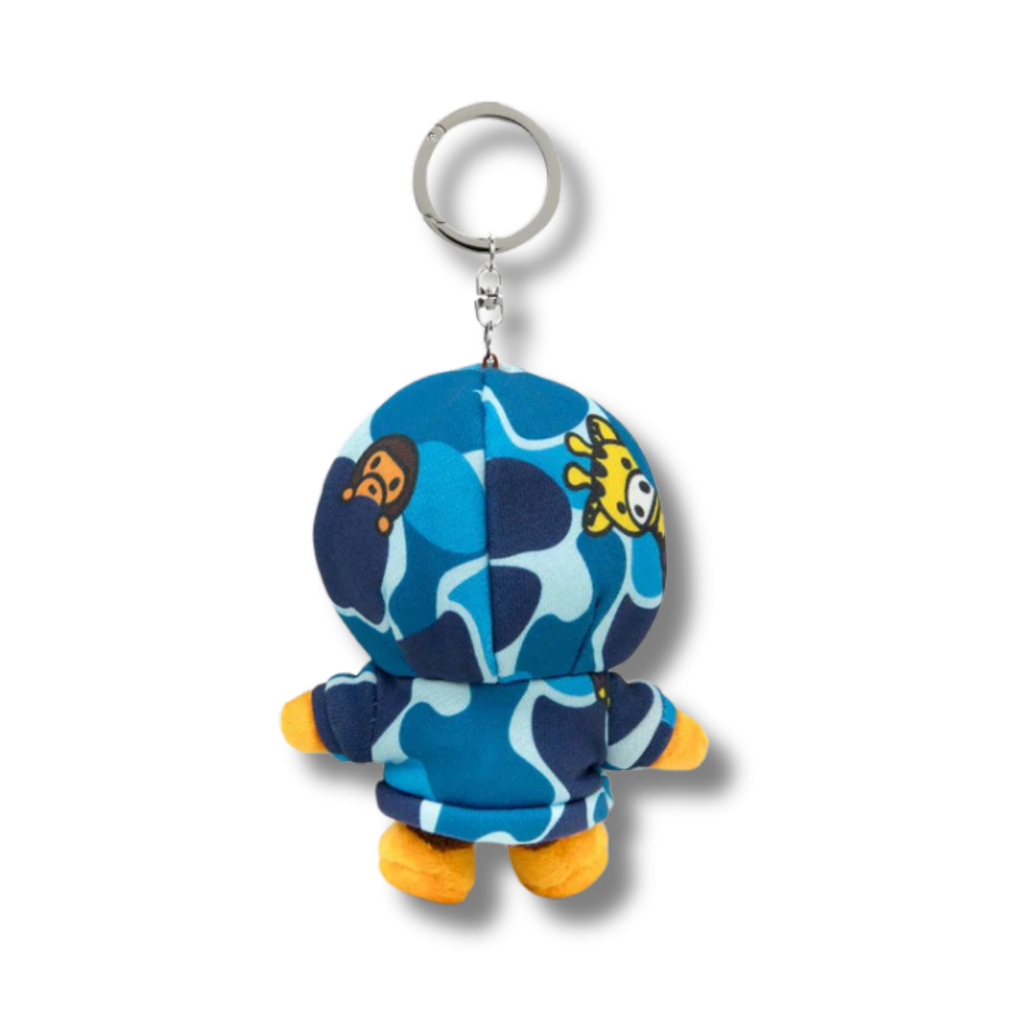 A BATHING APE BABY MILO PLUSH DOLL ALL FRIENDS CAMO HOODIE KEYCHAIN