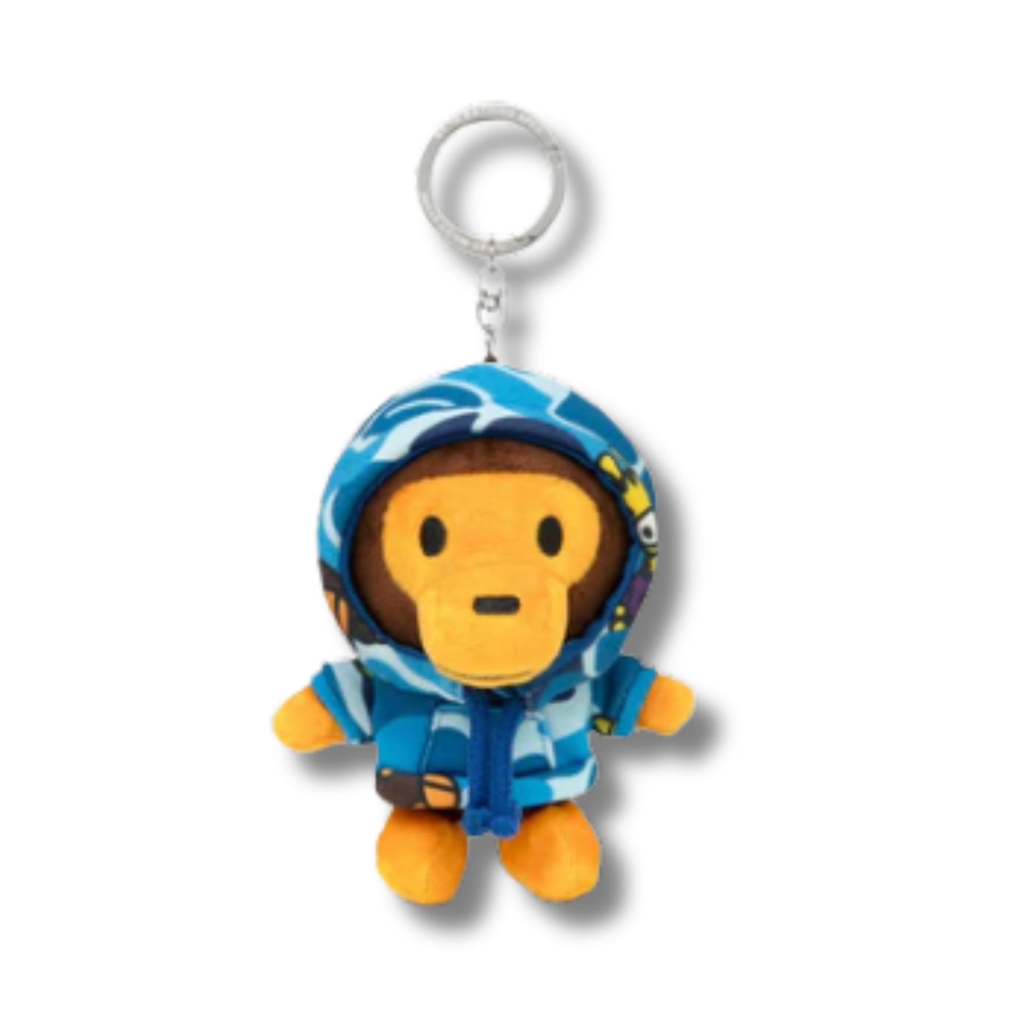A BATHING APE BABY MILO PLUSH DOLL ALL FRIENDS CAMO HOODIE KEYCHAIN