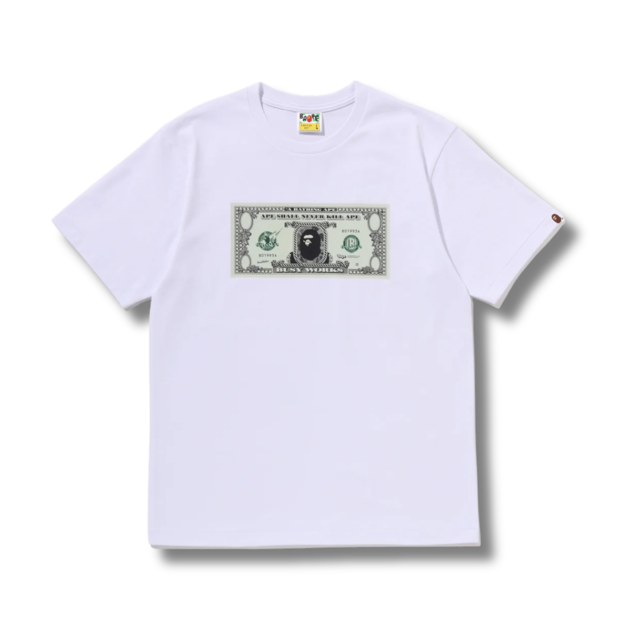 A BATHING APE BANKNOTE TEE WHITE