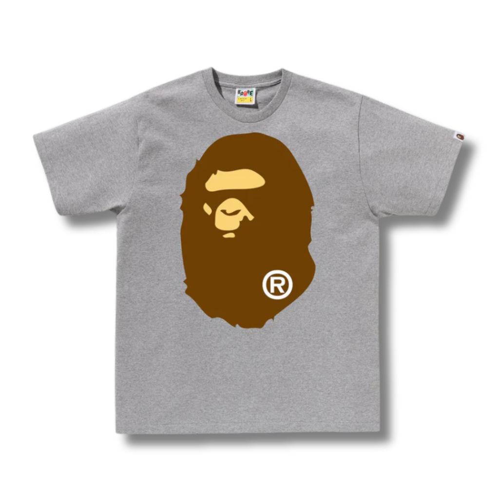 A BATHING APE BIG APE HEAD TEE GRAY