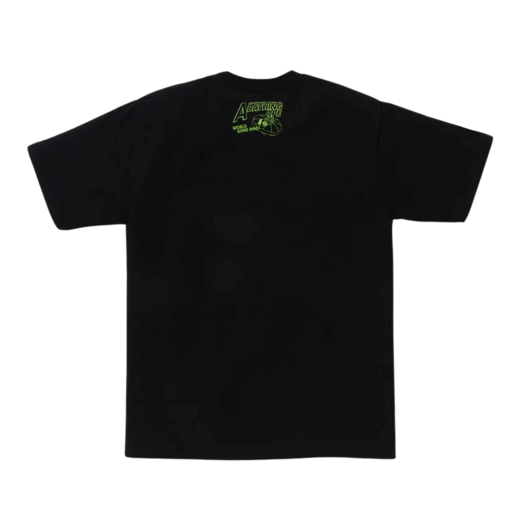 A BATHING APE APE HEAD UFO ON MOON TEE BLACK
