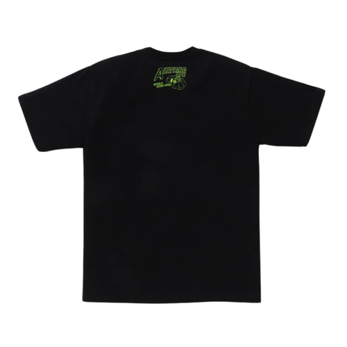 A BATHING APE APE HEAD UFO ON MOON TEE BLACK
