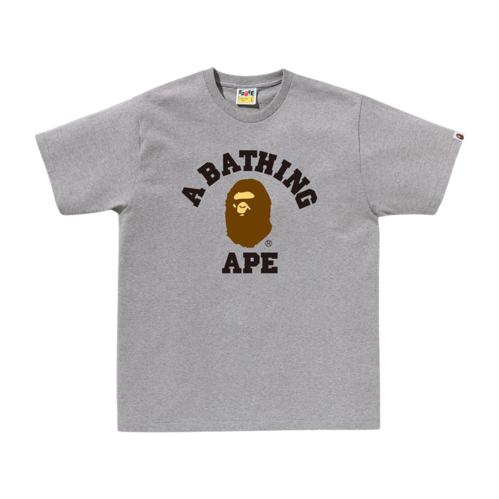 A BATHING APE COLLEGE TEE GRAY