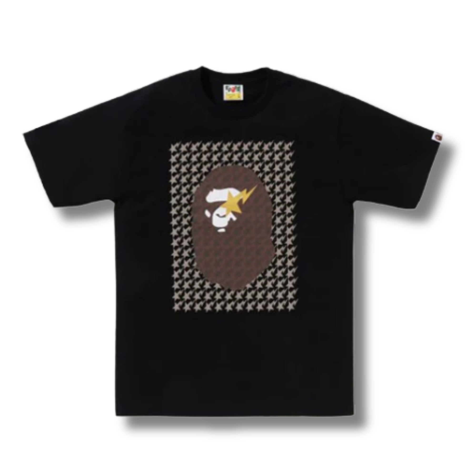 A BATHING APE HOUNDSTOOTH APE HEAD TEE