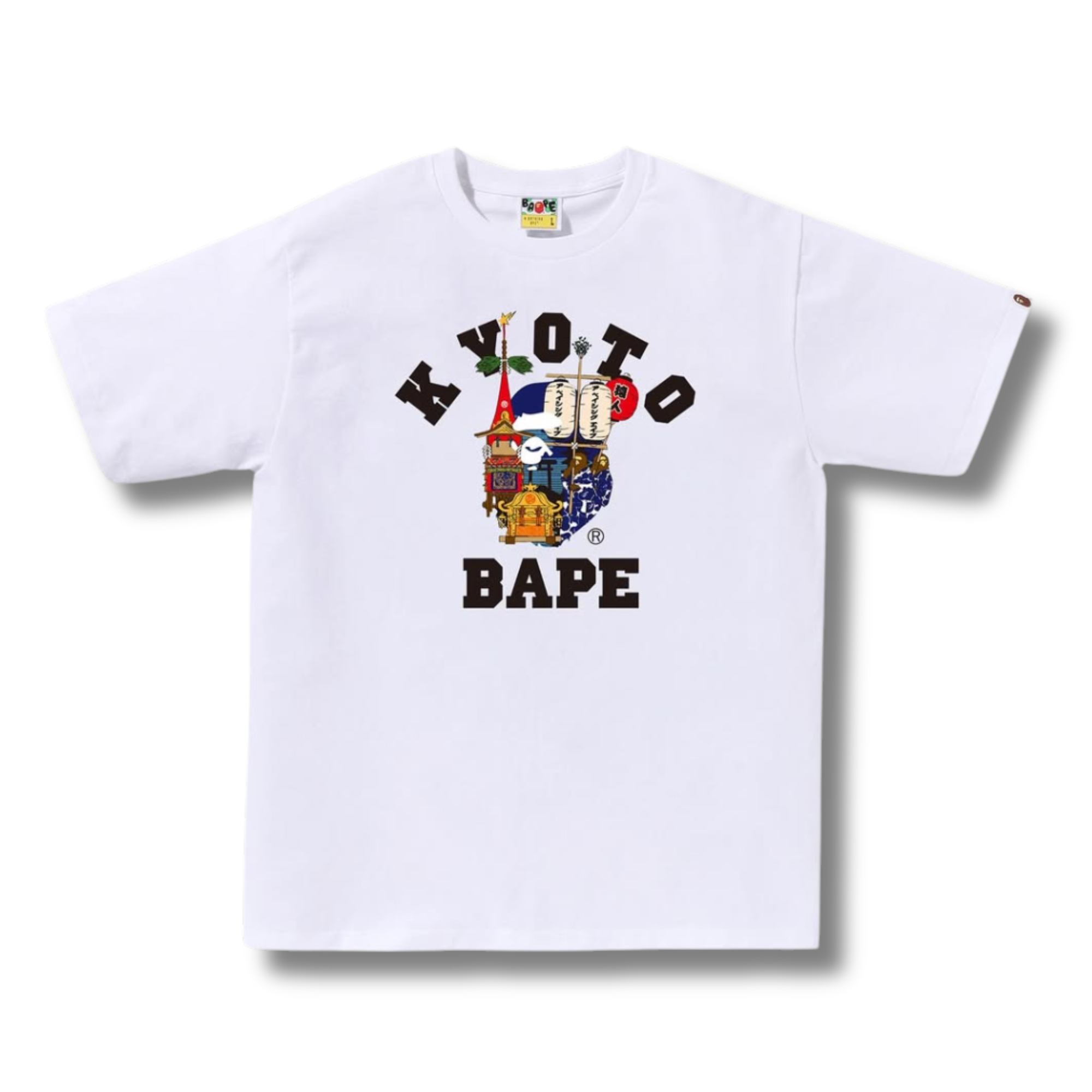 A BATHING APE KYOTO STORE EXCLUSIVE FESTIVAL COLLEGE TEE WHITE