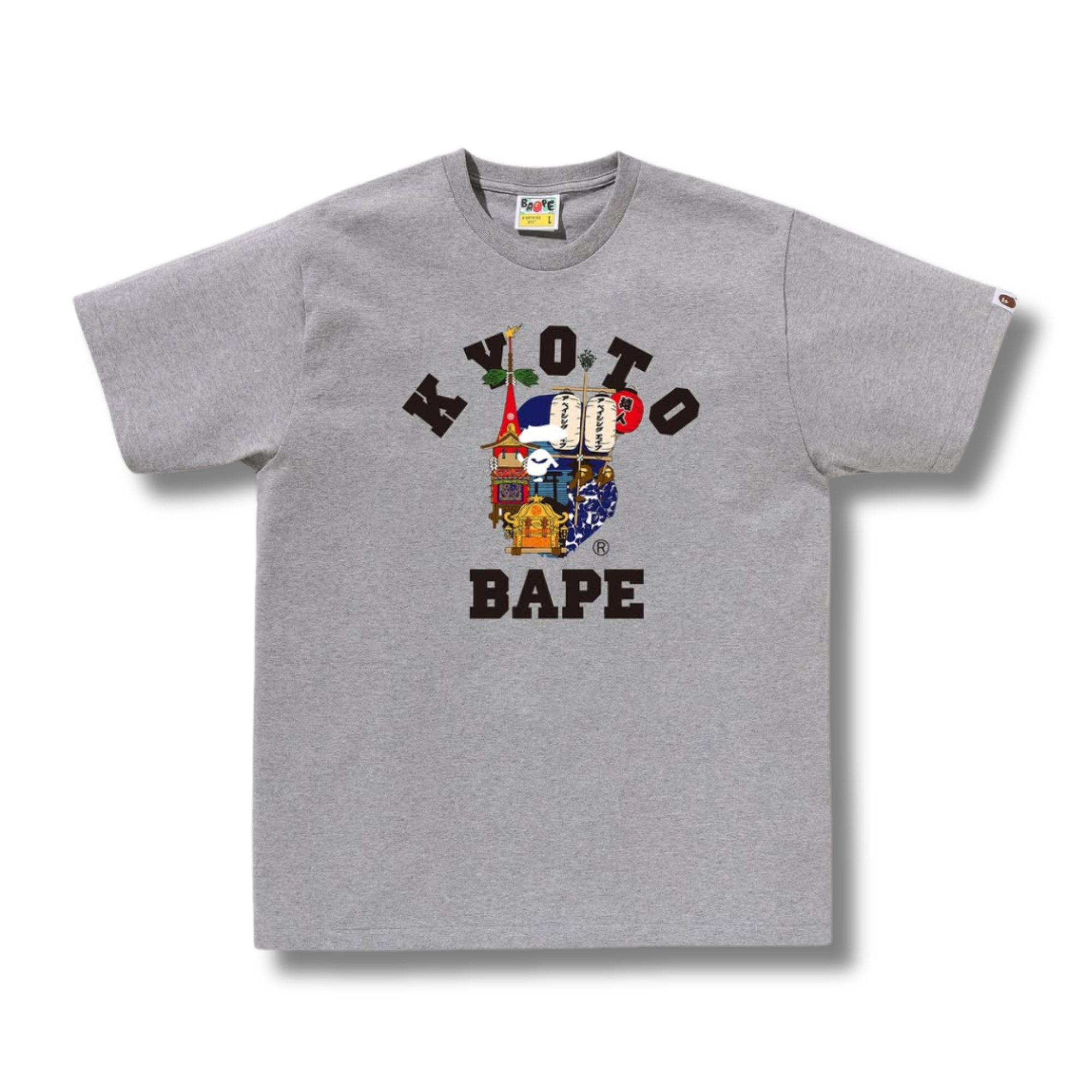 A BATHING APE KYOTO STORE EXCLUSIVE FESTIVAL COLLEGE TEE GRAY