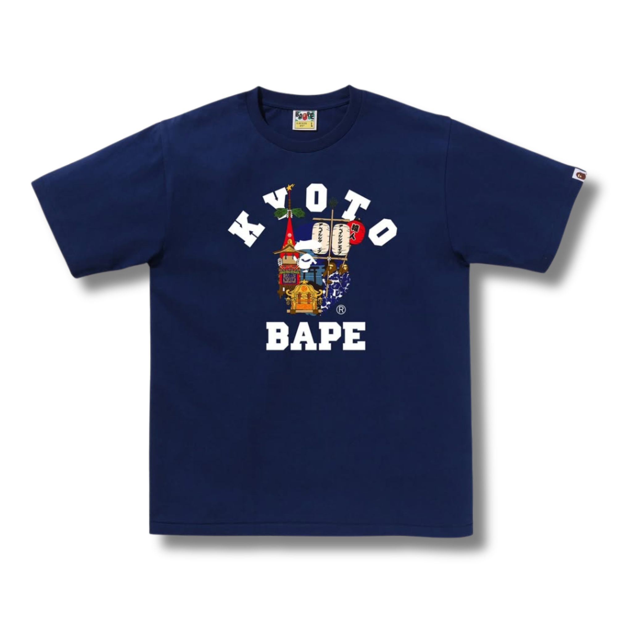 A BATHING APE KYOTO STORE EXCLUSIVE FESTIVAL COLLEGE TEE NAVY