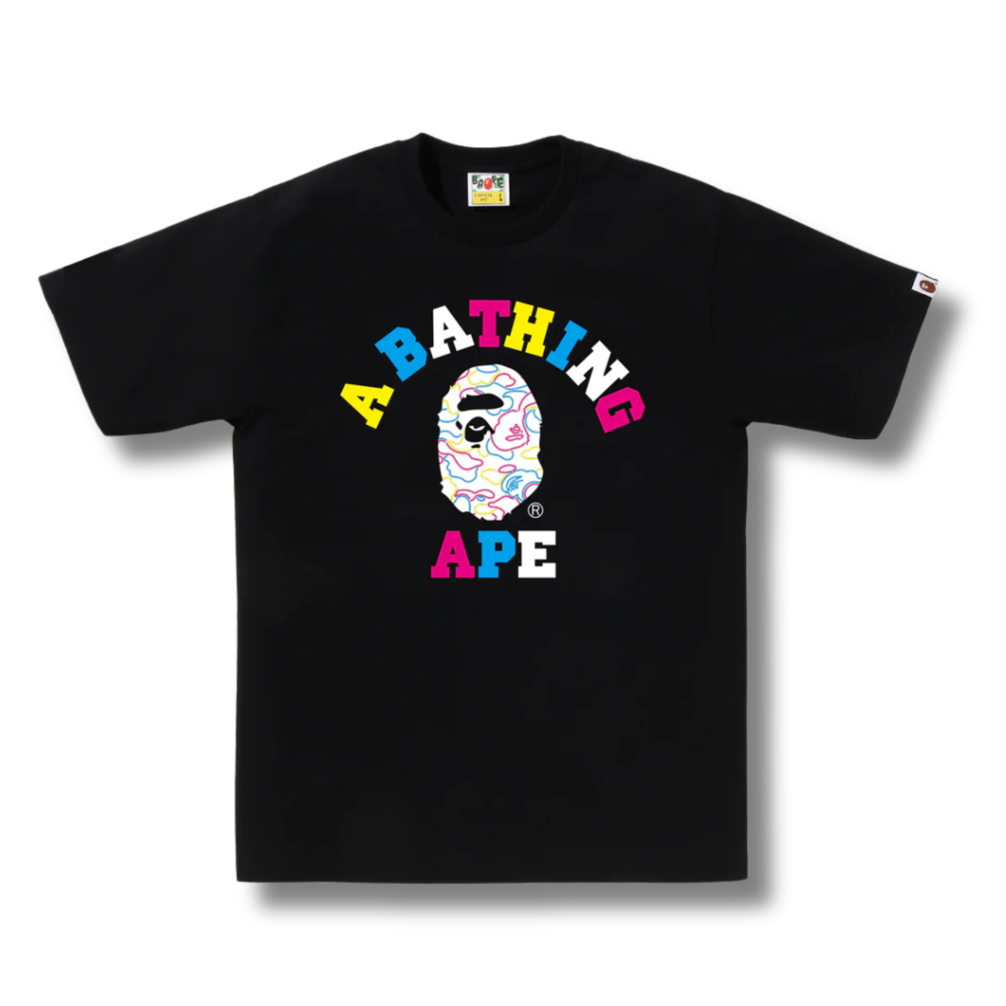 A BATHING APE NEON CAMO COLLEGE TEE