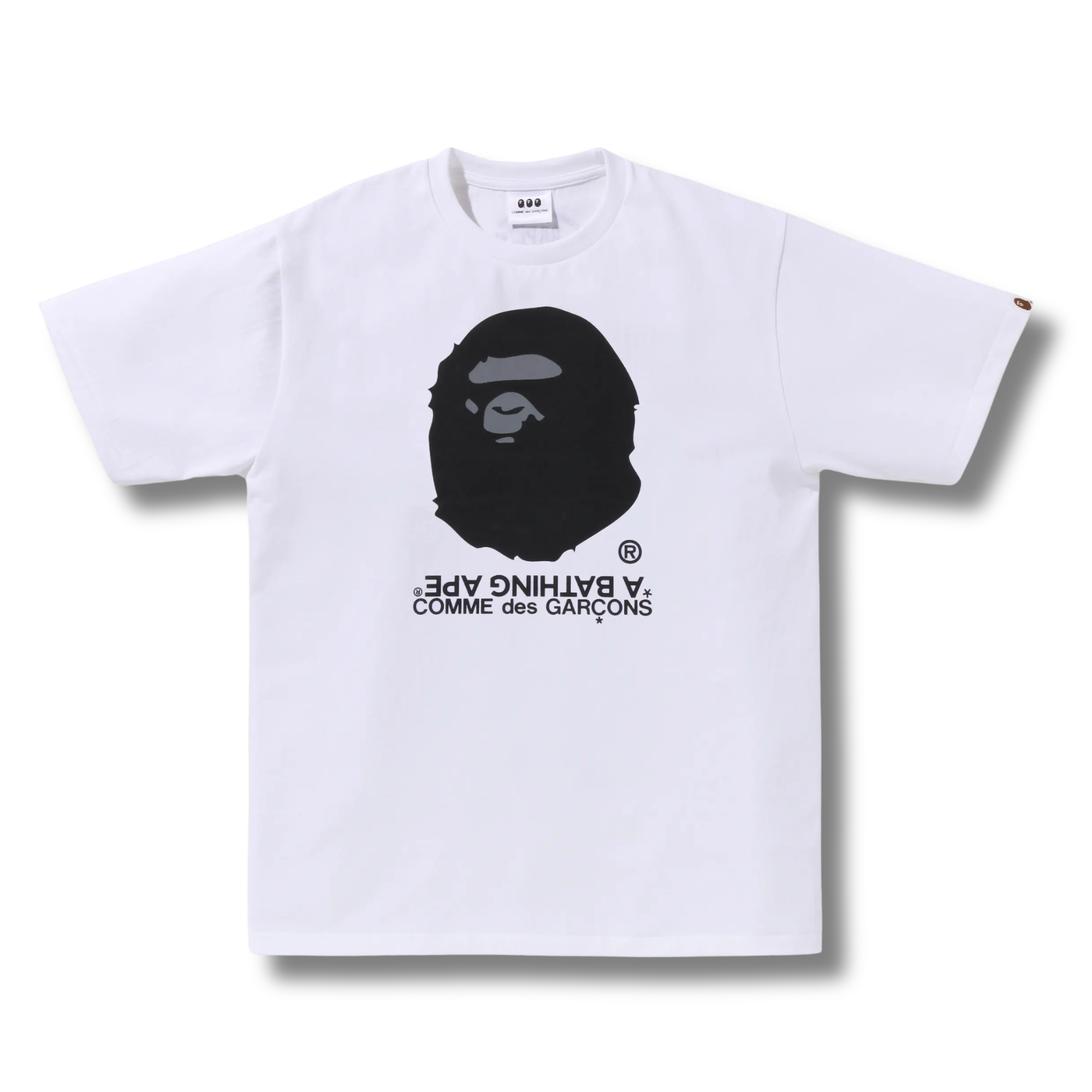 A BATHING APE X CDG APE HEAD TEE WHITE
