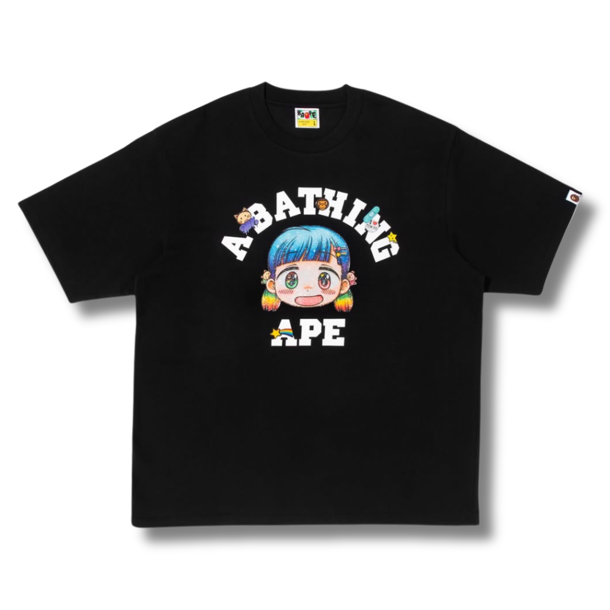 A BATHING APE X MR. COLLEGE TEE / BLACK