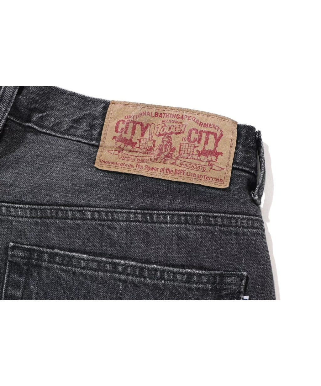 A BATHING APE SHARK LOOSE FIT DENIM PANTS