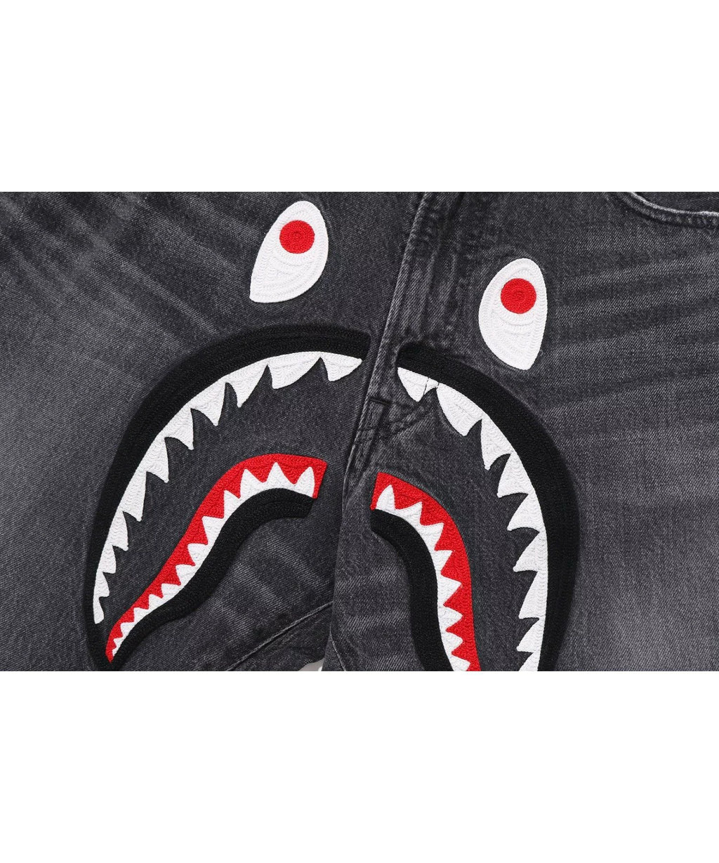 A BATHING APE SHARK LOOSE FIT DENIM PANTS