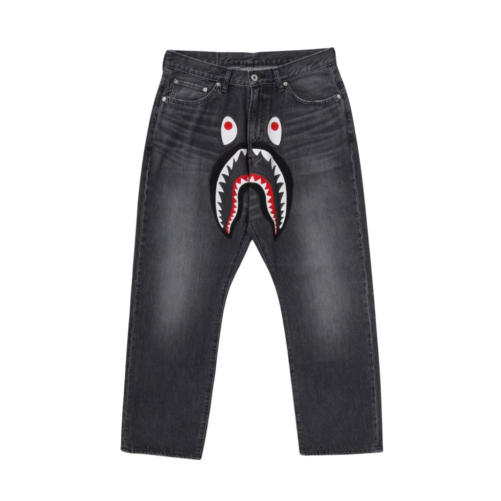 A BATHING APE SHARK LOOSE FIT DENIM PANTS