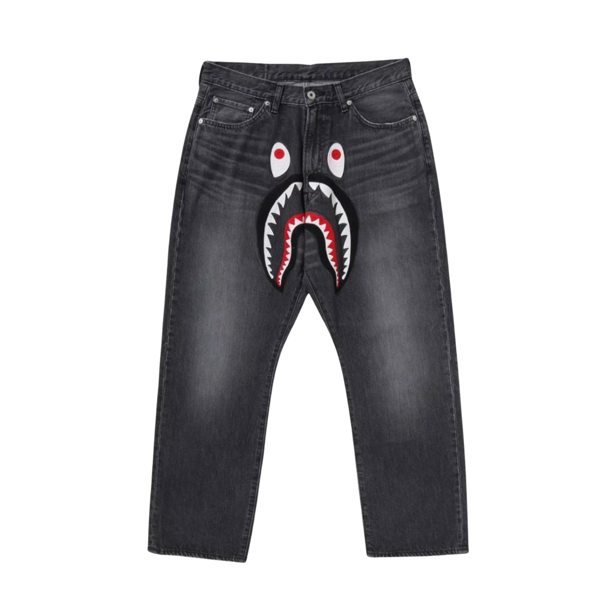 A BATHING APE SHARK LOOSE FIT DENIM PANTS