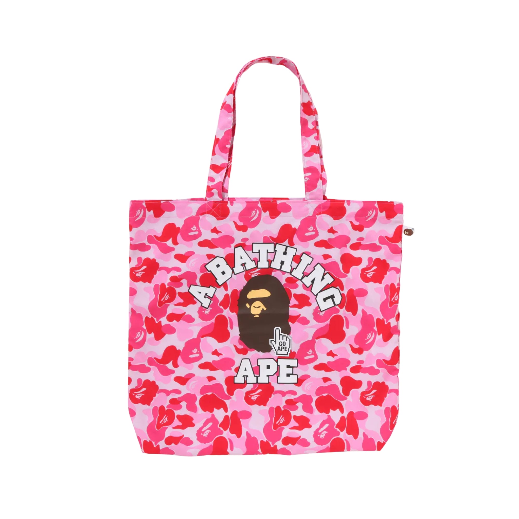 A BATHING APE CAMO GO APE POINTER COLLEGE TOTE BAG