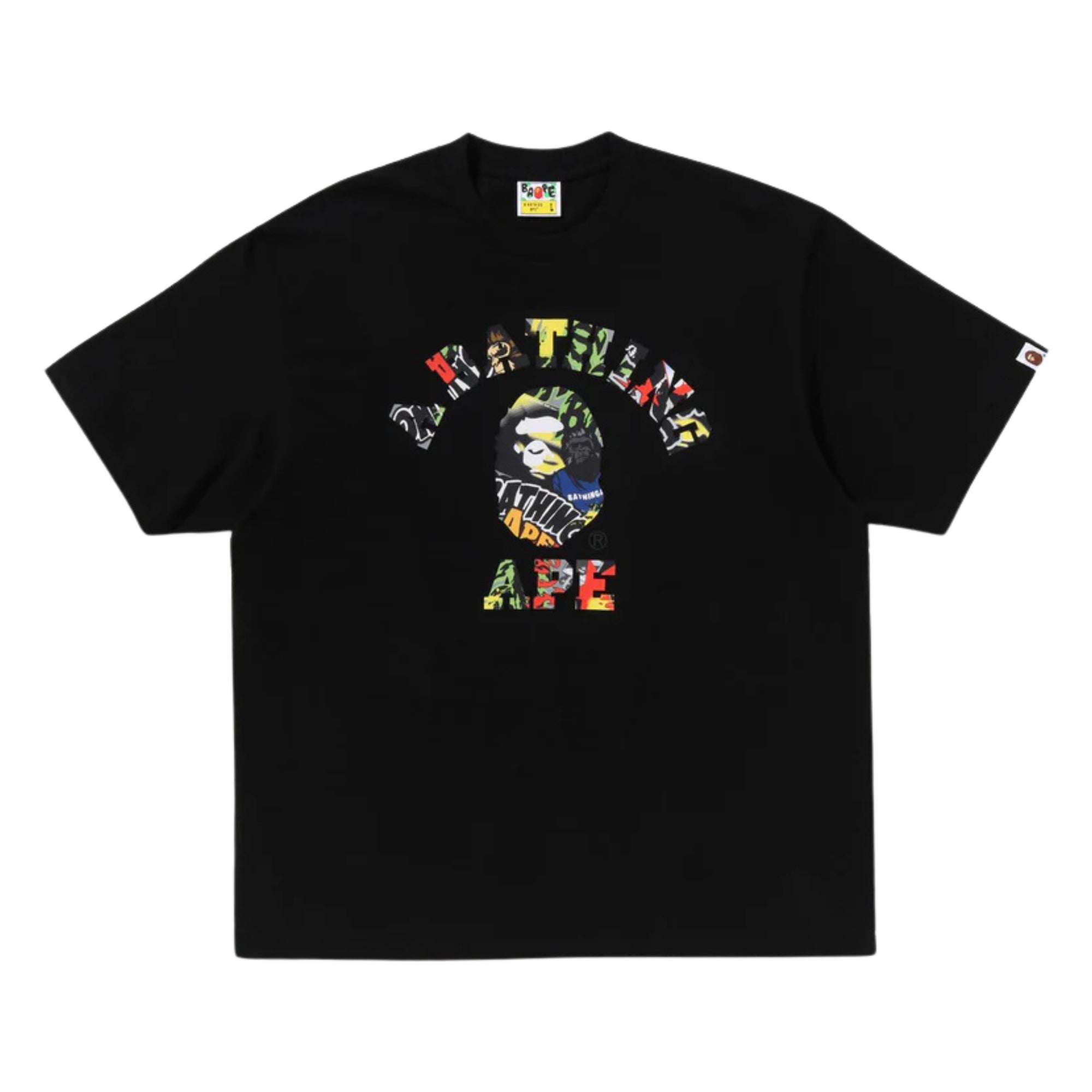 A BATHING APE MULTI LOGO COLLEGE RELAXED FIT TEE