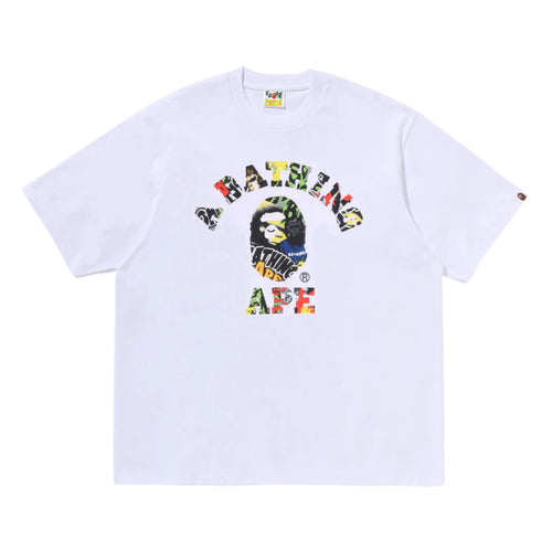 A BATHING APE MULTI LOGO COLLEGE RELAXED FIT TEE