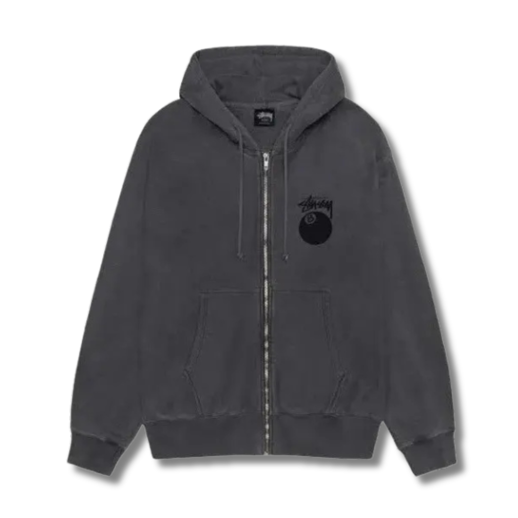 STUSSY 8 BALL ZIP HOODIE PIGMENT DYED
