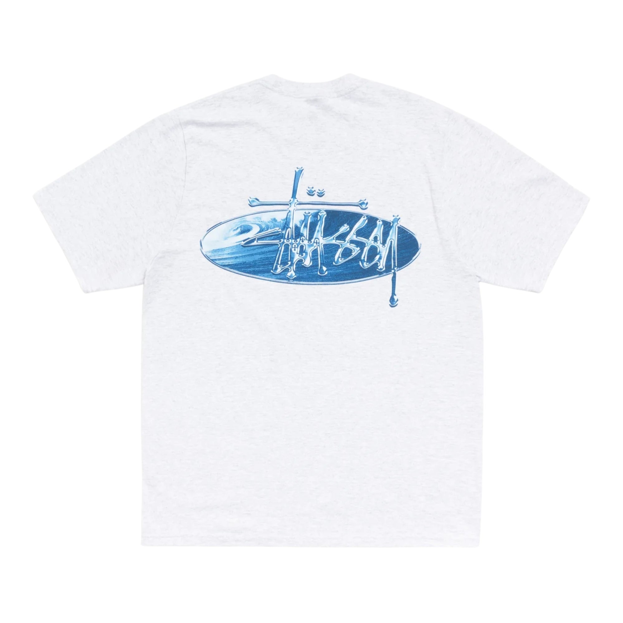 STUSSY WAVE OVAL TEE ASH HEATHER