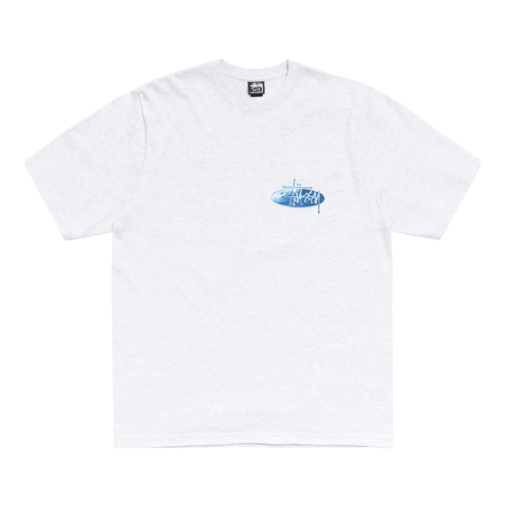 STUSSY WAVE OVAL TEE ASH HEATHER