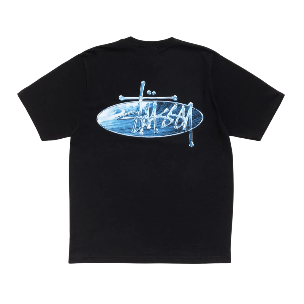 STUSSY WAVE OVAL TEE BLACK