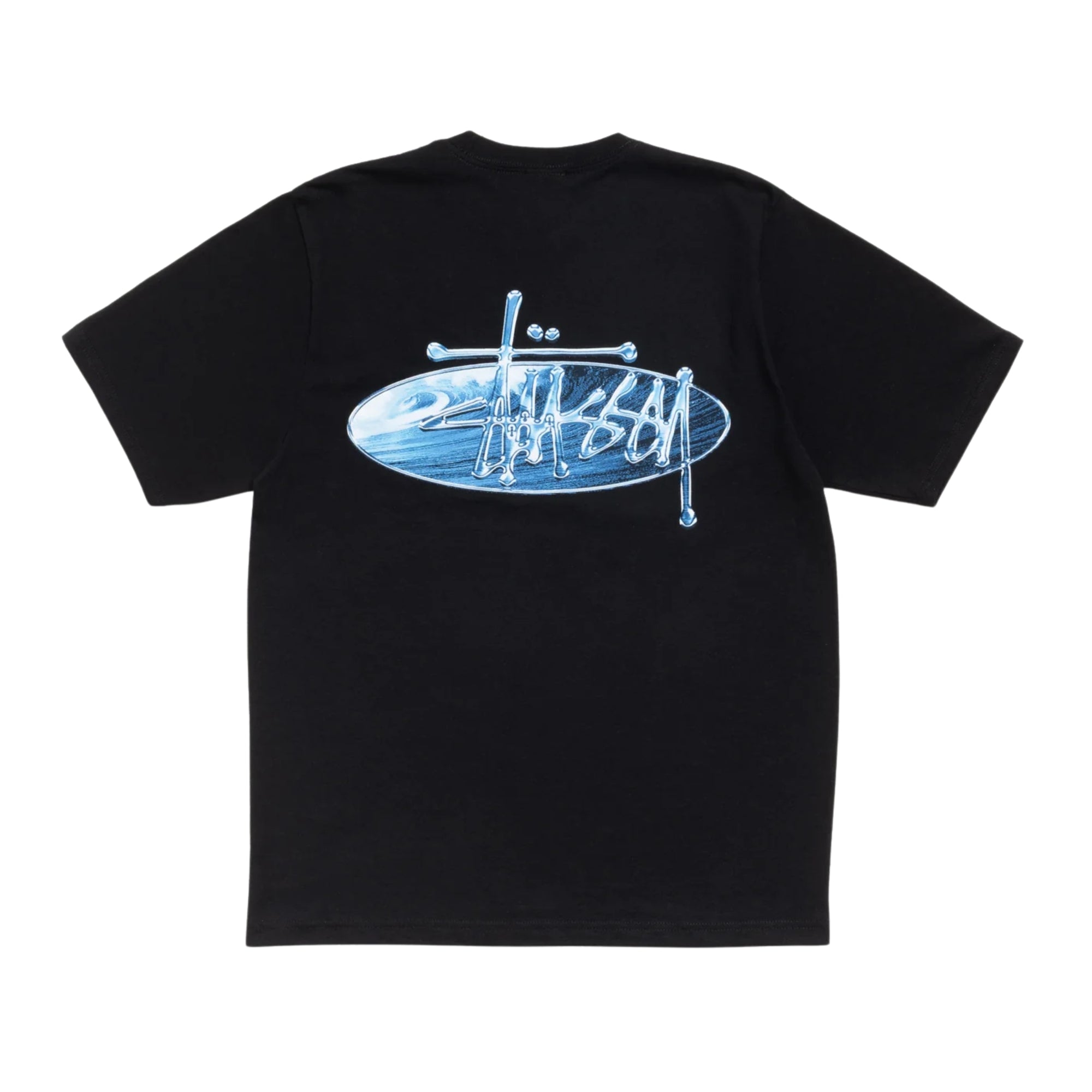 STUSSY WAVE OVAL TEE BLACK