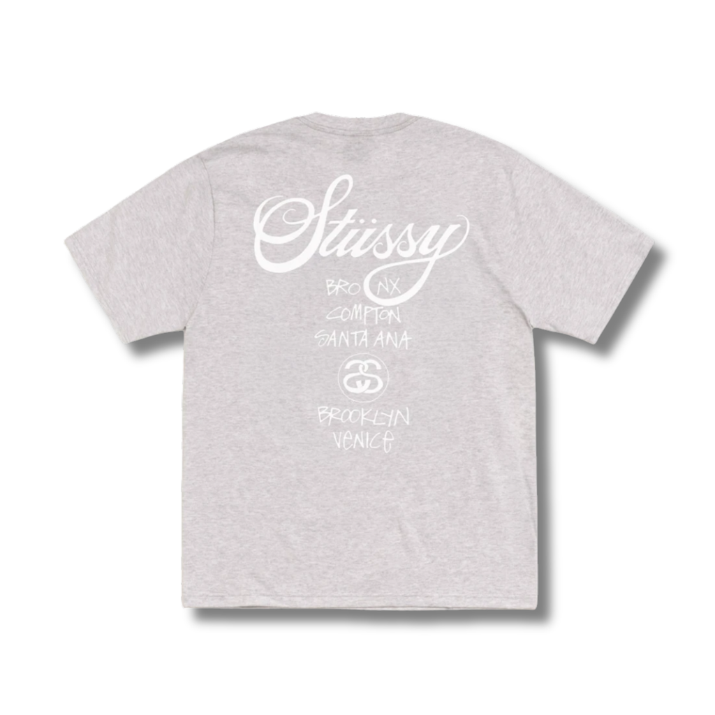STUSSY WORLD TOUR TEE / ASH HEATHER