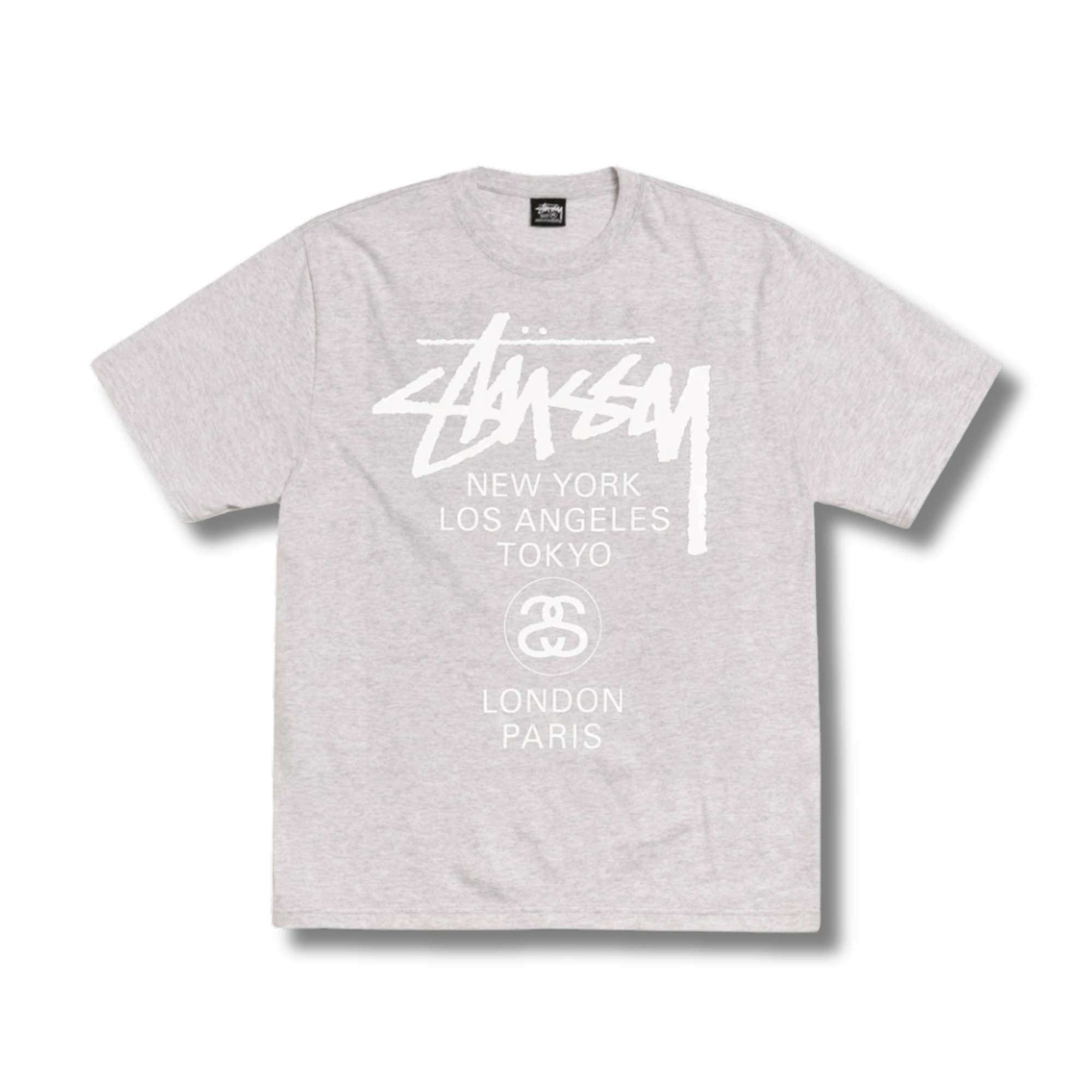 STUSSY WORLD TOUR TEE / ASH HEATHER