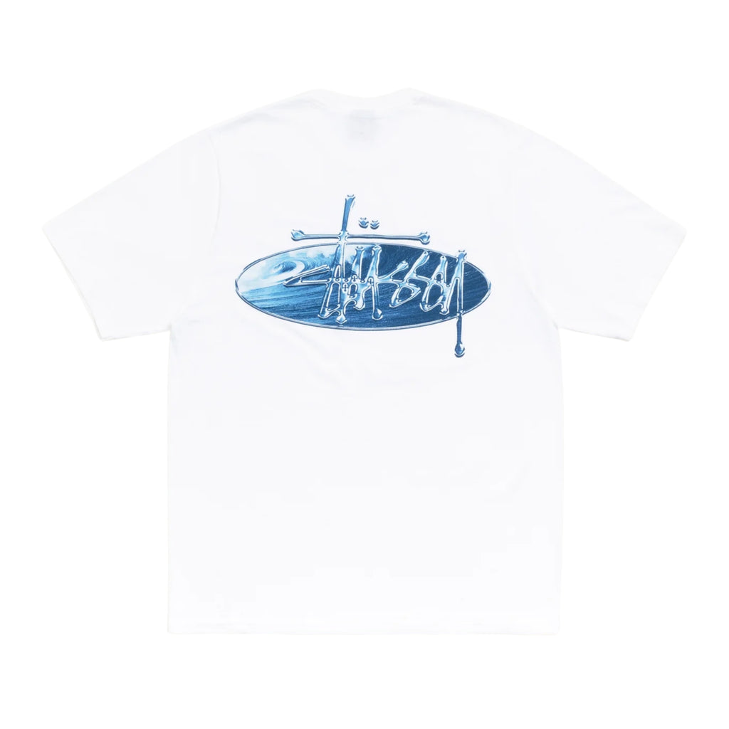 STUSSY WAVE OVAL TEE WHITE