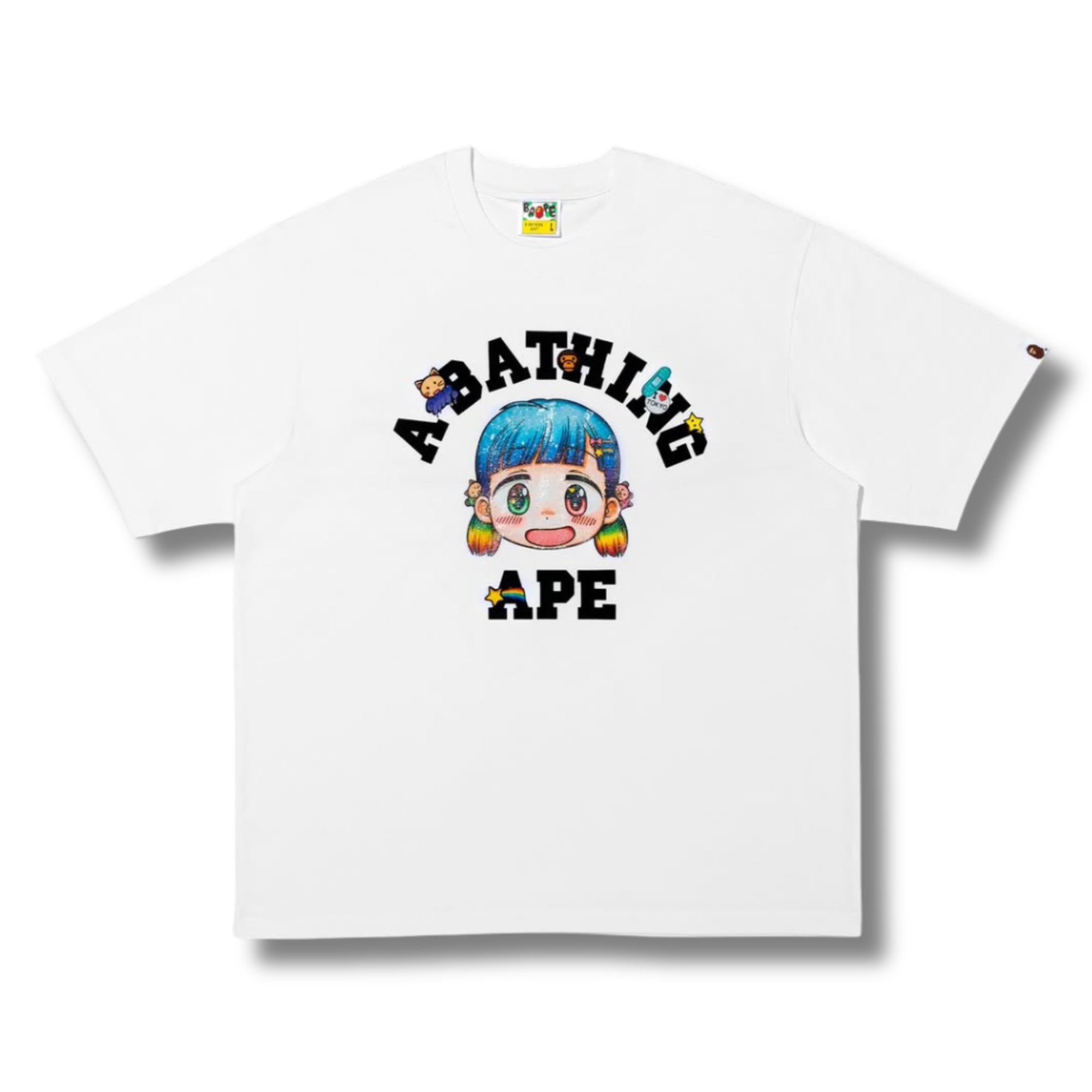 A BATHING APE X MR. COLLEGE TEE / WHITE